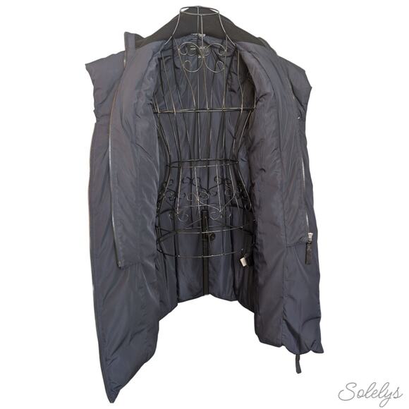 Mackage Kay Down Water Resistant Long Hooded Signature Collar Coat Navy Blue XS - Picture 6 of 14